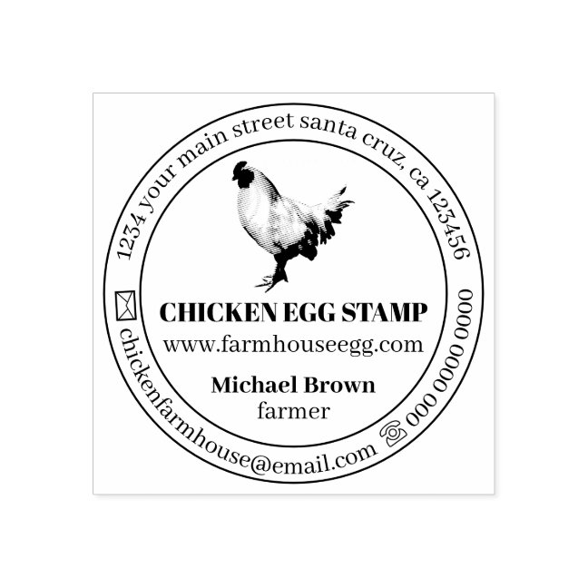 Chicken Egg Simple Farmhouse Rubber Stamp