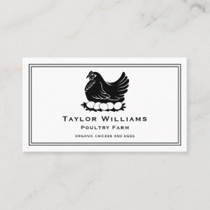 Chicken Eggs Farm Farmer Farmhouse Black And White Business Card