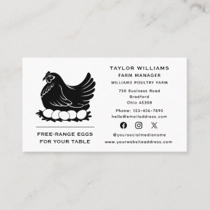 Chicken Eggs Farm Farmer Farmhouse Social Media Business Card