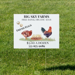 Chicken Eggs Farm Watercolor  For Sale  Sign