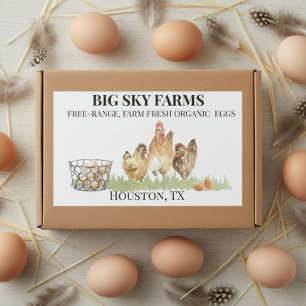 Chicken Eggs Farm Watercolor Fresh Carton Rectangular Sticker