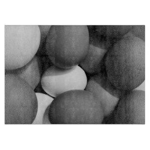 Chicken Eggs in Black and White Cutting Board