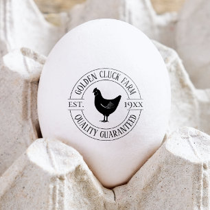 Chicken Eggs Minimalist Small Business Black White Rubber Stamp