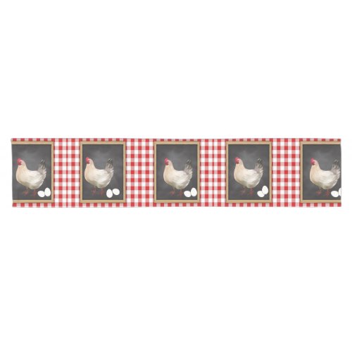  Chicken Eggs Red and White Country Gingham Short Table Runner
