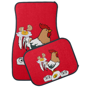 Chicken Eggs Red Floor Car Mats