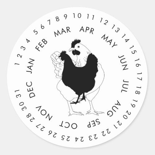 Chicken Encircled Dates Organic Fresh Eggs  Classic Round Sticker