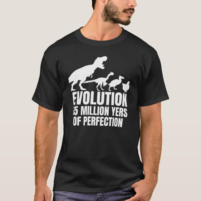 Chicken Evolution Farmer Dinosaur Rex  Hen T-Shirt (Front)