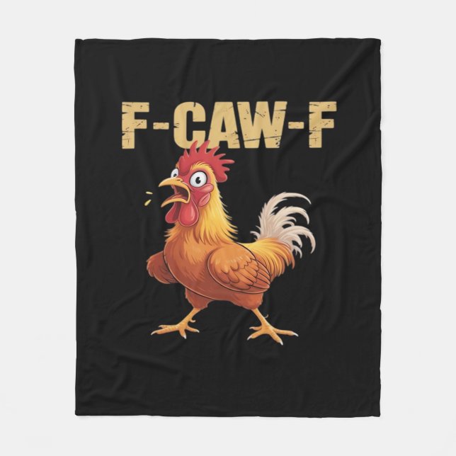Chicken F-Caw-F Classic Funny Retro Fleece Blanket (Front)