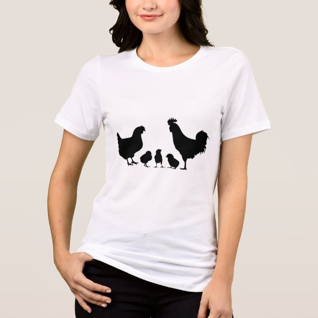 Chicken familly silhouettes Tri-Blend shirt (Front)