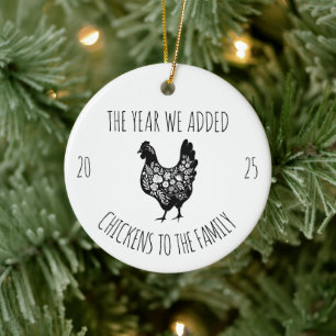 Chicken Family,Chicken Coop Farmer Gift Ceramic Ornament