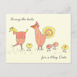 Chicken Family Play Date Invitation Postcard