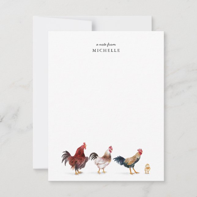 Chicken Farm Animal Note Card (Front)