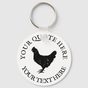 Chicken farm animal silhouette custom keychain