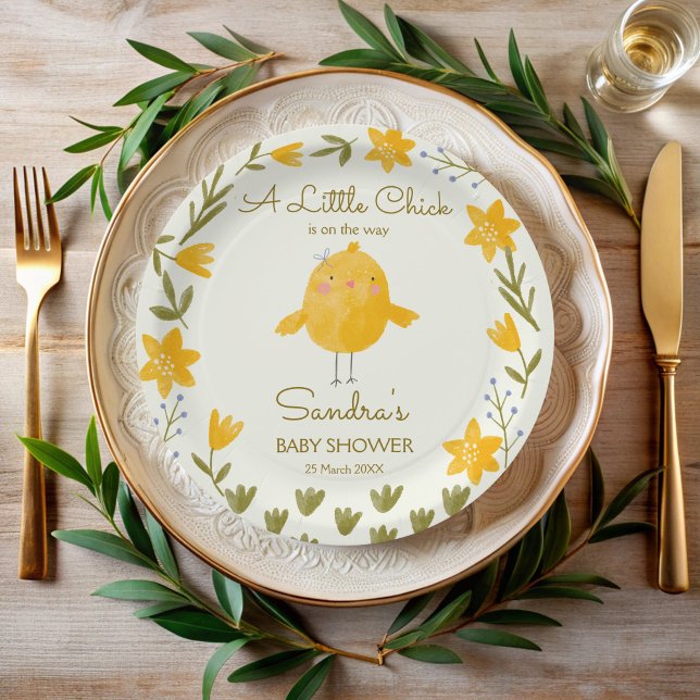 Chicken farm animals whimsical baby shower paper plates (Chicken farm animals whimsical gender neutral spring baby shower personalized paper plates)