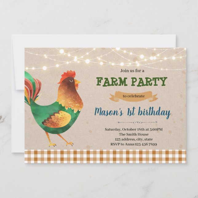 Chicken farm barnyard shower Invitation (Front)