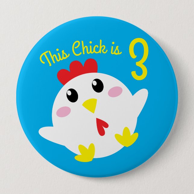 Chicken Farm Birthday Party Kids Button (Front)
