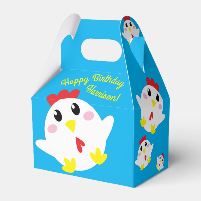Chicken Farm Birthday Party Kids Favor Boxes (Back Side)
