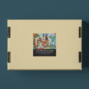Chicken Farm Broiler Meat Birds Free Range Square Sticker