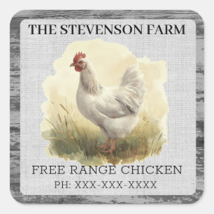 Chicken Farm Broiler Meat Birds Free Range Vintage Square Sticker