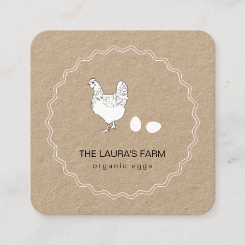 Chicken Farm Country Hen Organic Eggs Business Car Square Business Card