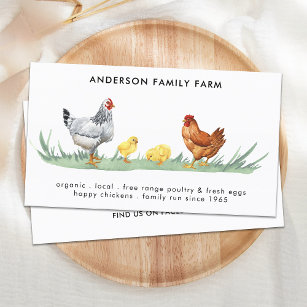 Chicken Farm Free Range Eggs Watercolor Business Card