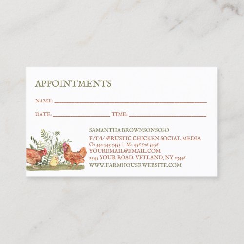 Chicken Farm Fresh Eggs appointments Business Card