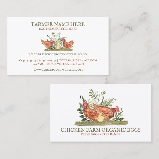 Chicken Farm Fresh Eggs Business Card 