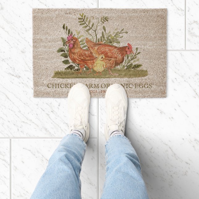 Chicken Farm Fresh Eggs Business Fiber Doormat (Insitu)