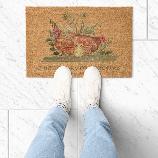 Chicken Farm Fresh Eggs Business Fiber Doormat