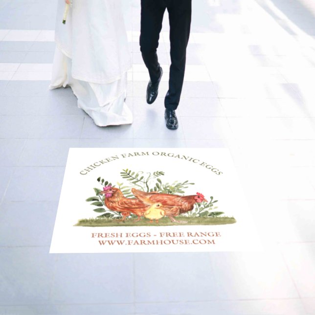 Chicken Farm Fresh Eggs business Floor Decals (Wedding)