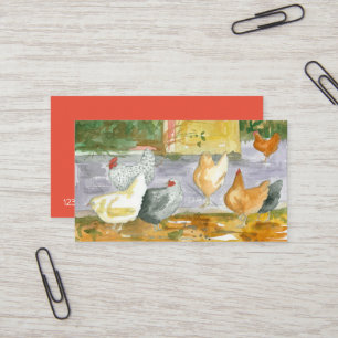 Chicken Farm Fresh Eggs Hens Birds Watercolor Business Card