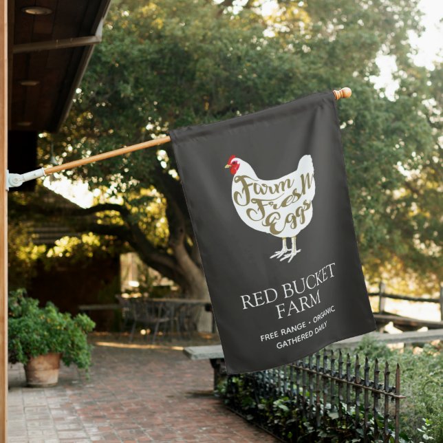 Chicken Farm Fresh Eggs  House Flag (In SItu)