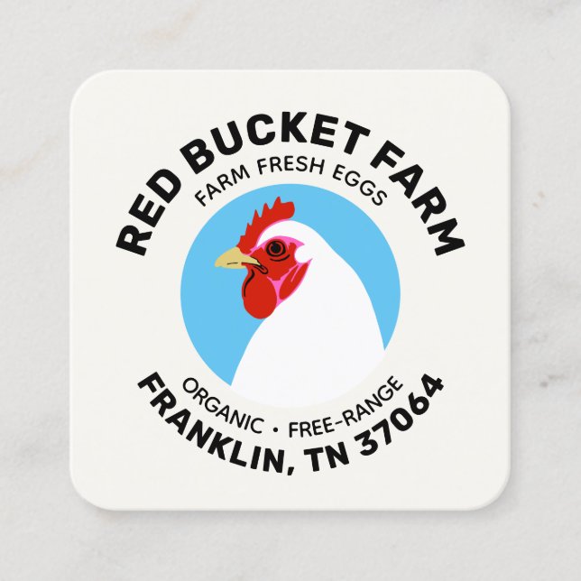Chicken Farm Fresh Eggs Modern Square Business Card (Front)