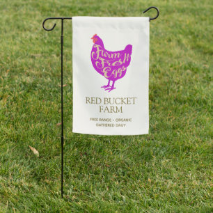 Chicken Farm Fresh Eggs Retro Garden Flag