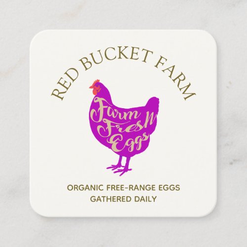 Chicken Farm Fresh Eggs Retro Square Business Card