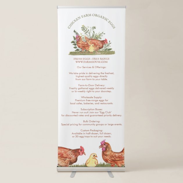 Chicken Farm Fresh Eggs services Retractable Banner