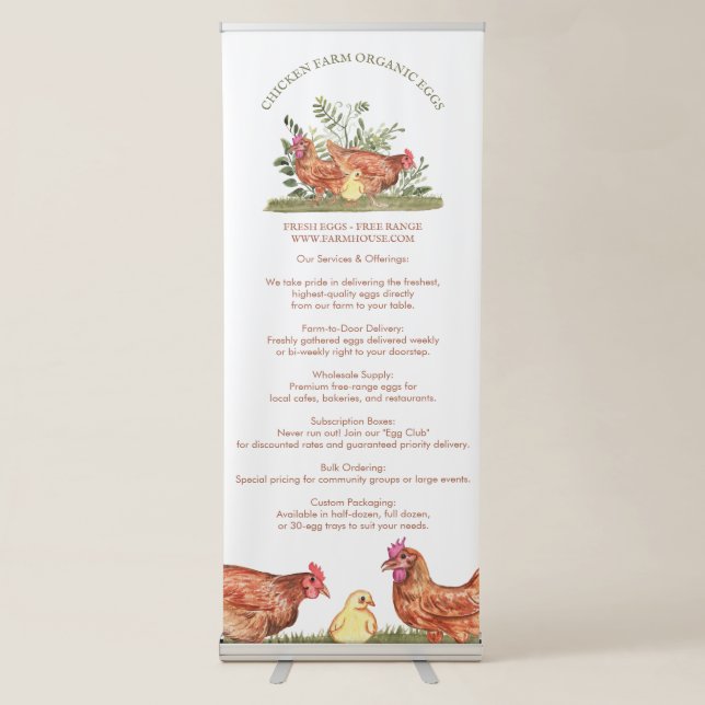 Chicken Farm Fresh Eggs services Retractable Banner (Front)