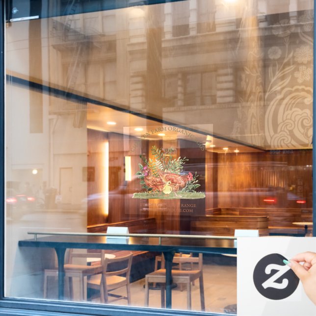 Chicken Farm Fresh Eggs small Window Cling (Cafe Window)