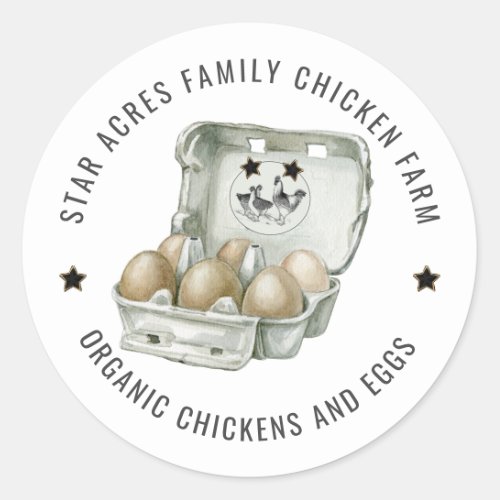 Chicken Farm Fresh Organic Eggs Classic Round Sticker