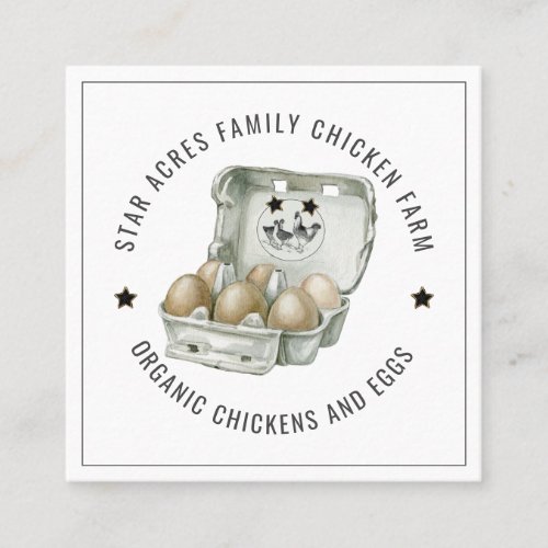 Chicken Farm Fresh Organic Eggs  Square Business Card