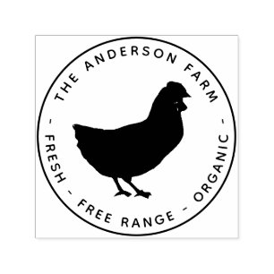 Chicken Farm Hen Small Business Fresh Eggs Round Self-inking Stamp
