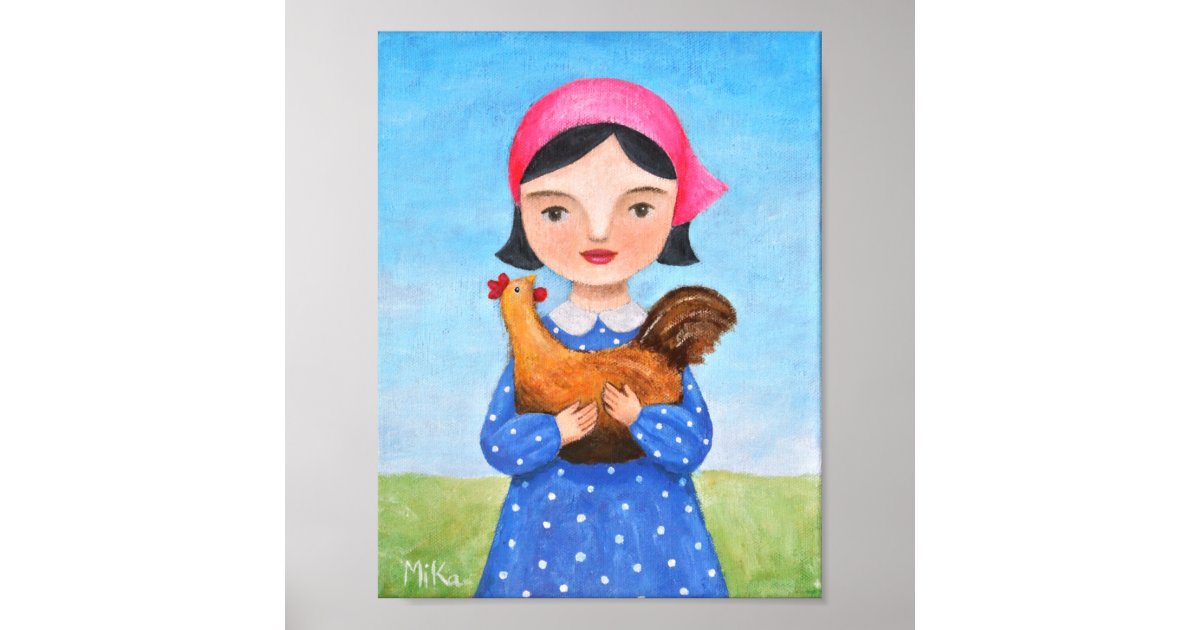 Chicken Farm Painting Print Pet Chicken Lover Art Zazzle Com