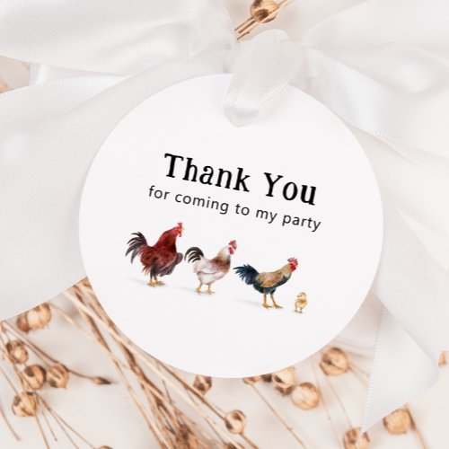 Chicken Farm Rooster Birthday Party Favor Tags