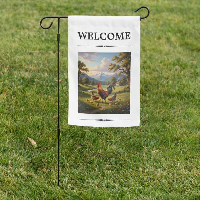 Chicken Farm Weatherproof Personalized Garden Flag (In SItu)