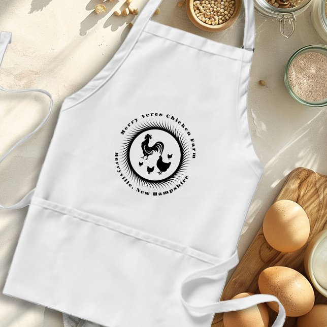 Chicken Farm White Bib Apron With Pockets (Creator Uploaded)