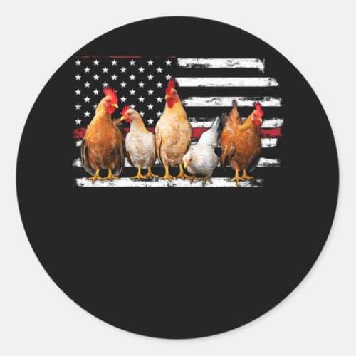Chicken Farmer Cool USA Flag Independence Poultry  Classic Round Sticker