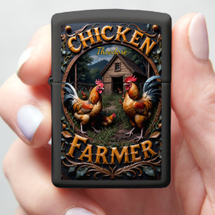 Chicken Farmer Roosters Wooden Coop Path Zippo Lighter