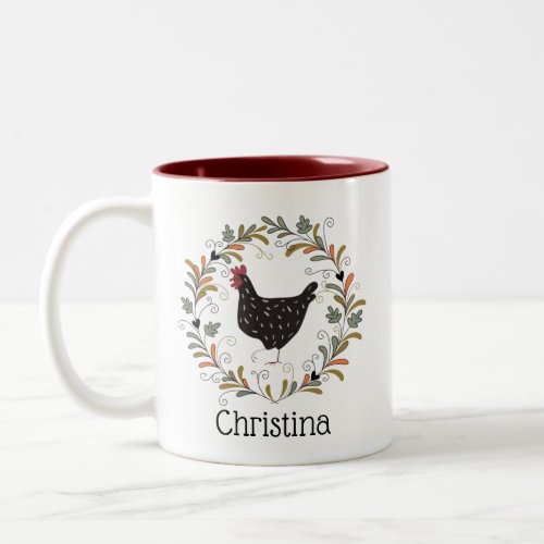 Chicken Farmer Wreath Two_Tone Coffee Mug