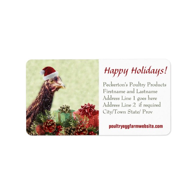 Chicken Farmer Xmas Hen Customized Business Label (Front)