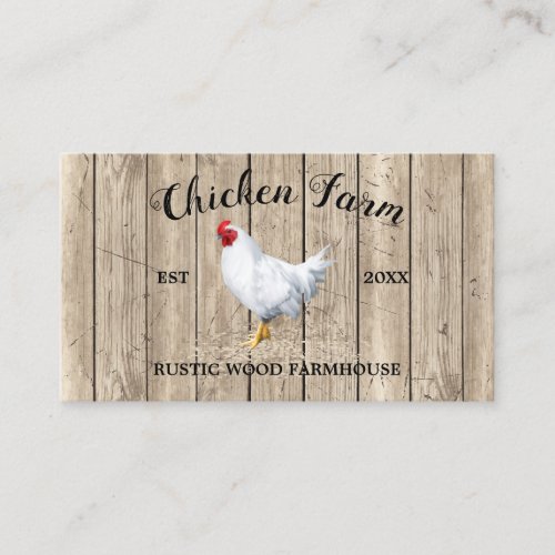 Chicken Farmhouse Wood Rustic Business Card